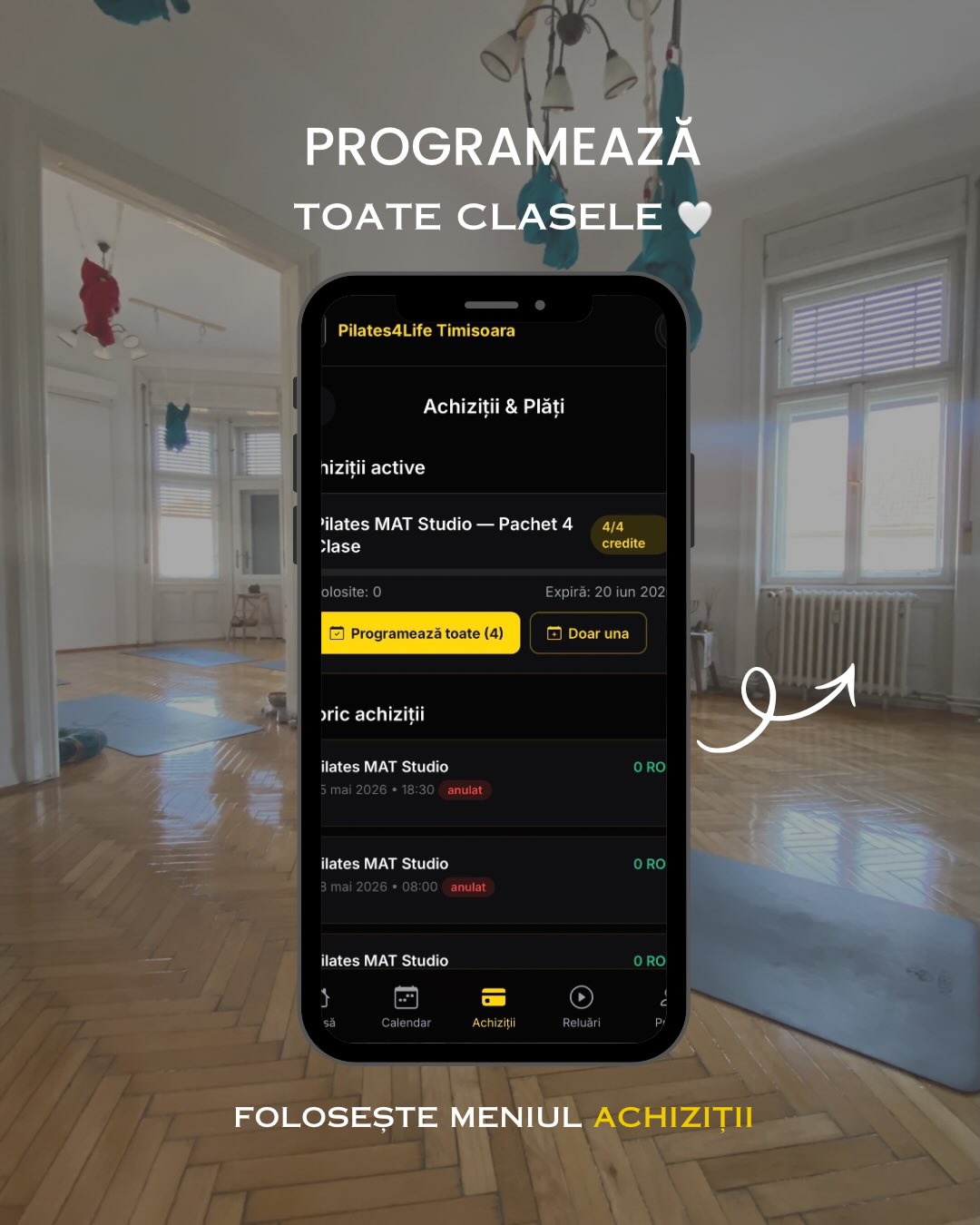 Programează toate clasele din pachet — meniul Achiziții