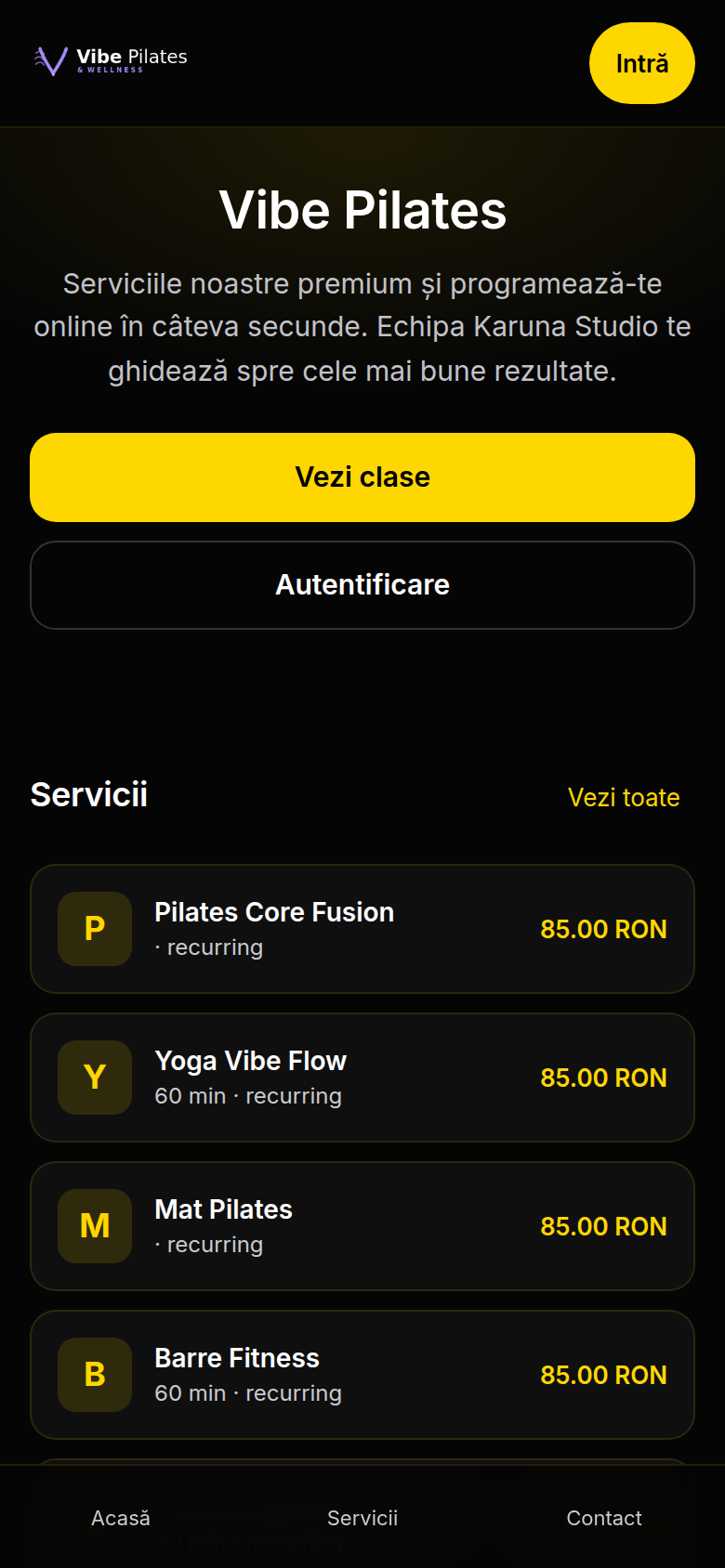 Pagina publică a studioului