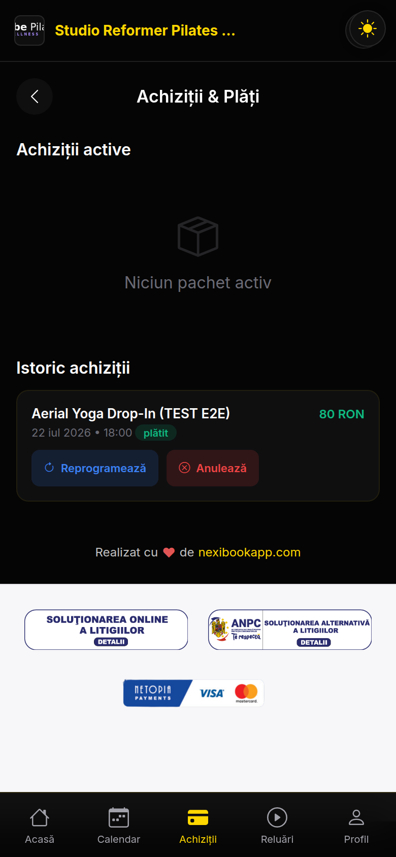 Ecranul Rezervare confirmată